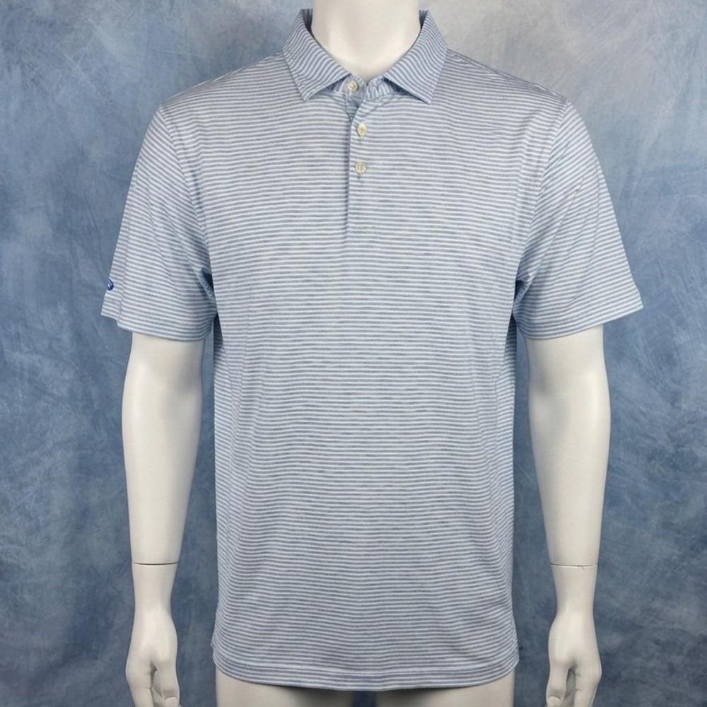 Donald Ross Sport Mens XXL Blue White Striped Golf Polo Shirt Short Sleeve